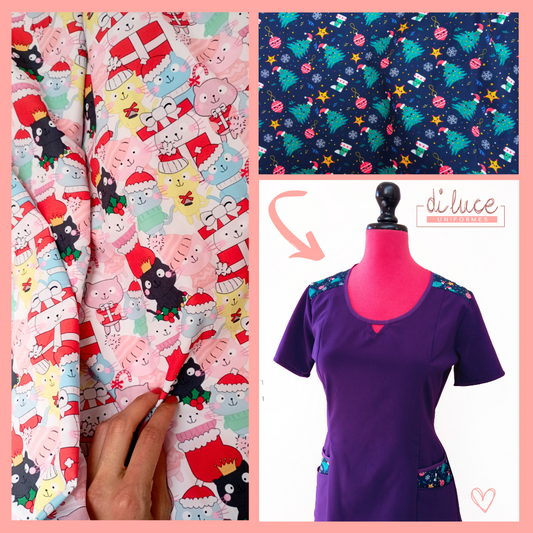 Luce un estilo festivo en el trabajo con nuestros uniformes clínicos de estampados navideños