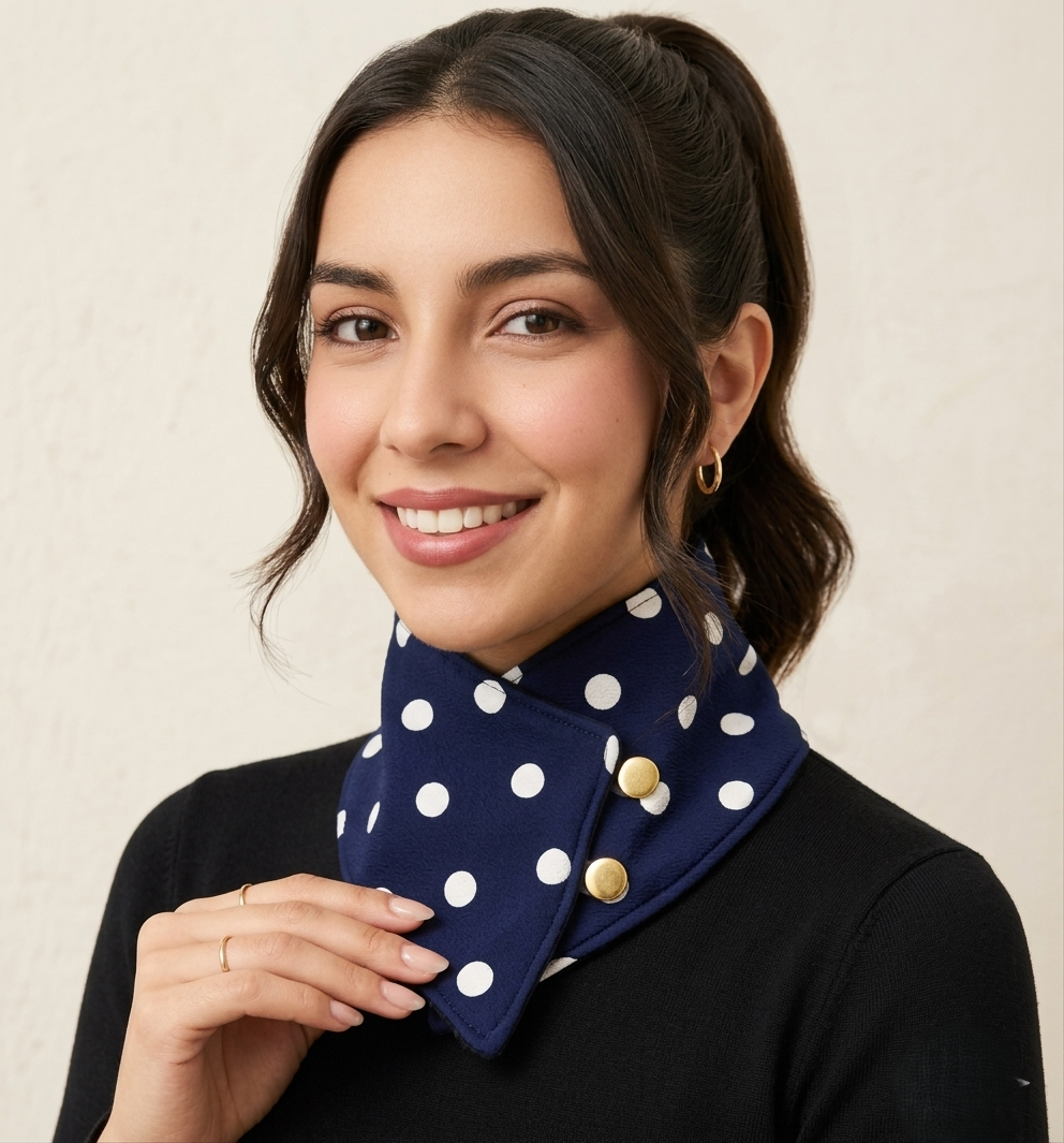 Cuello tipo pañuelo estampado, forrado en polar